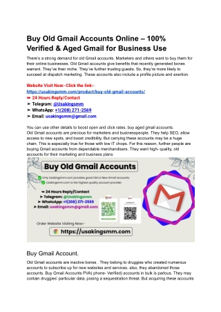 Buy Old Gmail Accounts Online – 100% Verified & Aged Gmail for Business Use
