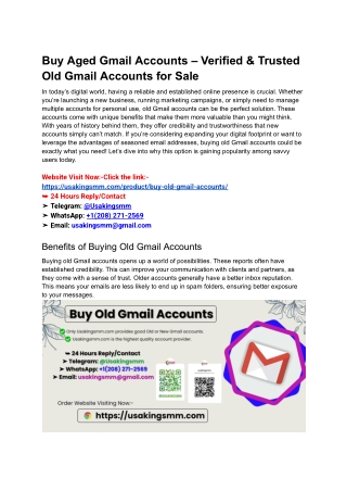 Buy Old Gmail Accounts – Verified & Trusted Old Gmail Accounts for Sale