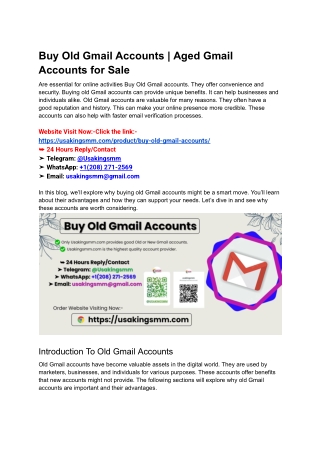 Buy Old Gmail Accounts _ Aged Gmail Accounts for Sale