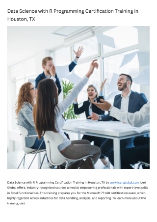 Data Science with R Programming Certification Training Course in Houston, TX
