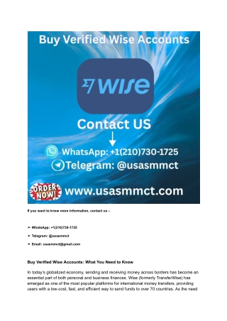 Buy Verified Wise Account For Secure Transaction
