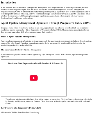 Agent Pipeline Management Optimized Through Progressive Policy CRMs!