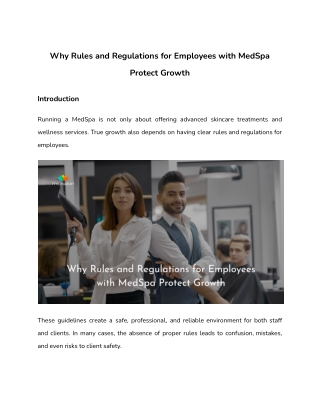 Why Rules and Regulations for Employees with MedSpa Protect Growth