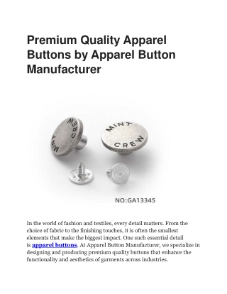 Trusted Garment Button Manufacturers | Apparel Button Manufacturer