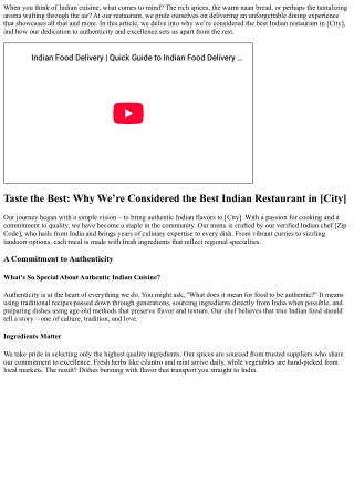 Taste the Best: Why We’re Considered the Best Indian Restaurant in [City]
