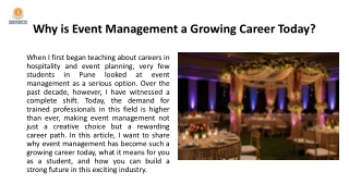 Why is Event Management a Growing Career Today