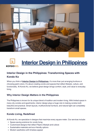 Interior Design in the Philippines Transforming Spaces with Kondo Ko