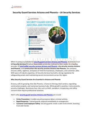 Security Guard Services Arizona and Phoenix – LH Services