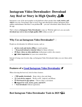 Instagram  Video Downloader