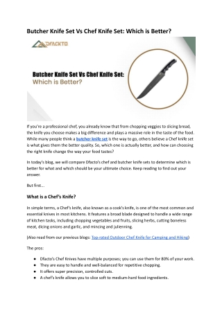 Butcher Knife Set Vs Chef Knife Set: Which is Better?