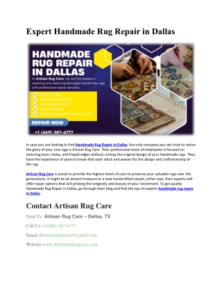Expert Handmade Rug Repair in Dallas