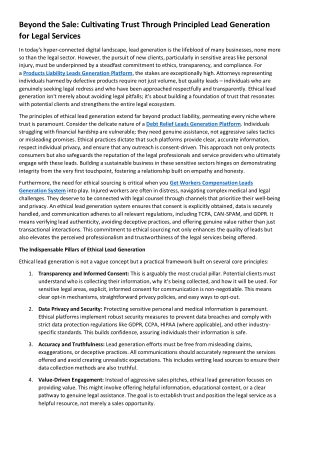 Beyond the Sale Cultivating Trust Through Principled Lead Generation for Legal Services