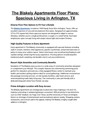 The Blakely Apartments Floor Plans_ Spacious Living in Arlington, TX
