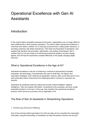 Operational Excellence with Gen AI Assistants