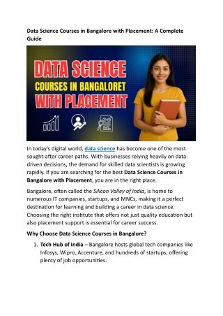 Data Science Courses in Bangalore with Placement