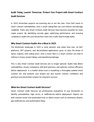 Audit Today, Launch Tomorrow_ Protect Your Project with Smart Contract Audit Services