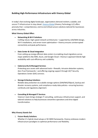 Building High-Performance Infrastructure with Vivency Global