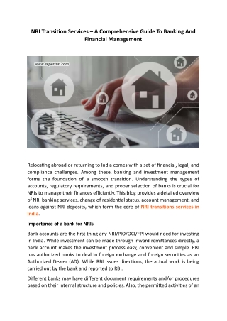 NRI Transition Services – A Comprehensive Guide To Banking And Financial Managem