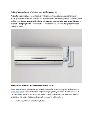 Reliable Water & Pumping Solutions from Saniflo Systems UK