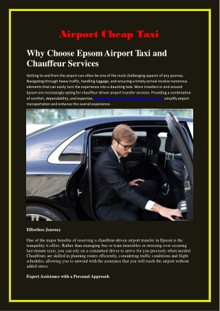 Why Choose Epsom Airport Taxi and Chauffeur Services