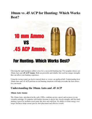 10mm vs .45 ACP for Hunting Which Works Best