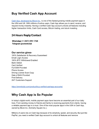 Buy Verified Cash App Account – 100% Secure & Instant Delivery