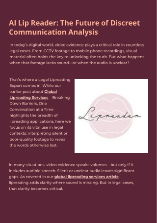 AI Lip Reader The Future of Discreet Communication Analysis