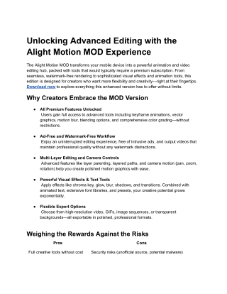 Unlocking Advanced Editing with the Alight Motion MOD Experience