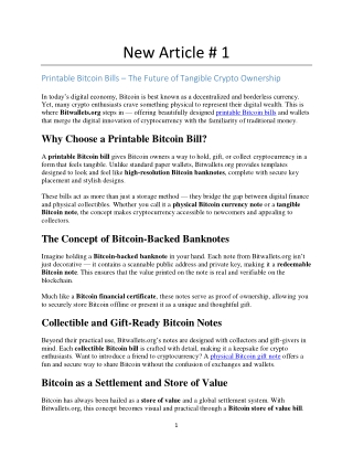 Printable Bitcoin Bills  Physical Currency Note & Legal Tender Design