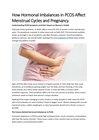 How Hormonal Imbalances in PCOS Affect Menstrual Cycles and Pregnancy