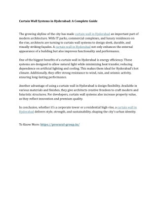 Curtain Wall Systems in Hyderabad A Complete Guide