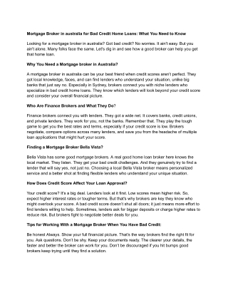 Mortgage Broker in australia for Bad Credit Home Loans_ What You Need to Know