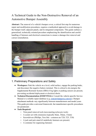 A Technical Guide to the Non-Destructive Removal of an Automotive Bumper Assembly