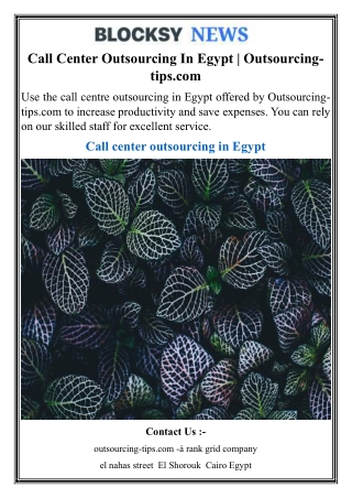 Call Center Outsourcing In Egypt  Outsourcing-tips