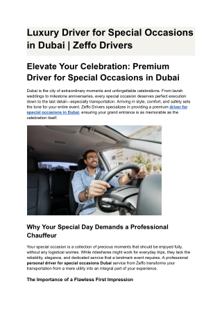 Luxury Driver for Special Occasions in Dubai _ Zeffo Drivers