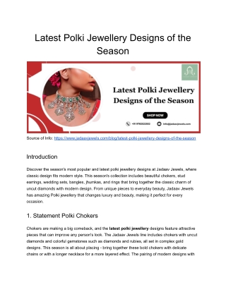 Latest Polki Jewellery Designs of the Season