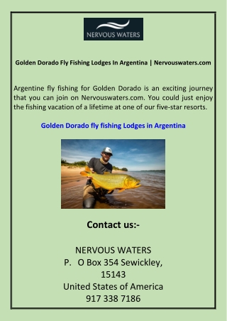 Golden Dorado Fly Fishing Lodges In Argentina Nervouswaters.com