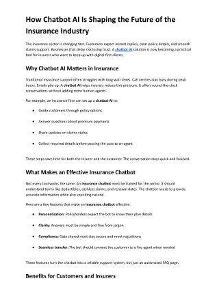 How Chatbot AI Is Shaping the Future of the Insurance Industry