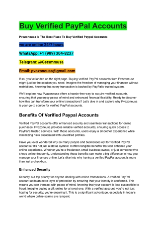 Why Buying Verified PayPal Accounts is the Smart Move for 2025