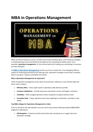 MBA in Operations Management
