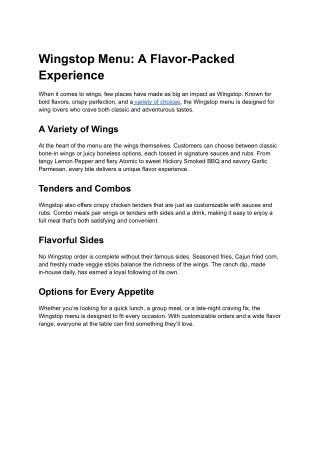 Wingstop Menu_ A Flavor-Packed Experience