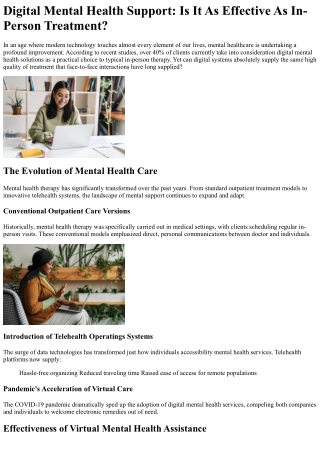 Virtual intellectual well being guide is it as