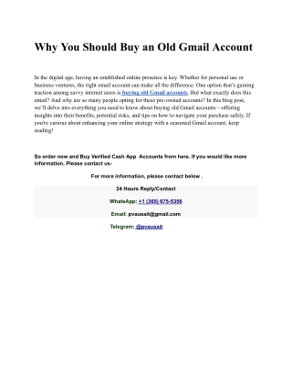 Why You Should Buy an Old Gmail Account.