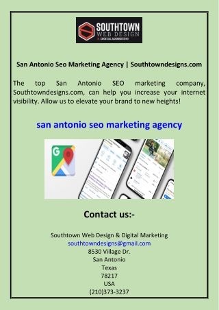 San Antonio Seo Marketing Agency Southtowndesigns.com