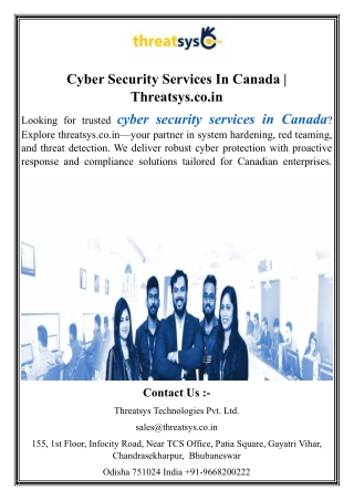 Cyber Security Services In Canada  Threatsys.co.in