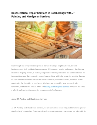 Best Electrical Repair Services in Scarborough with JP Painting and Handyman Services