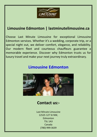 Limousine Edmonton lastminutelimousine.ca
