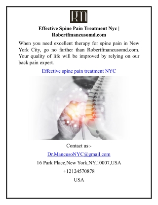 Effective Spine Pain Treatment Nyc  Robertfmancusomd.com