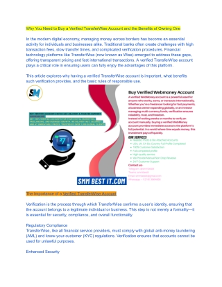 Why You Need to Buy a Verified TransferWise Account and the Benefits of Owning One