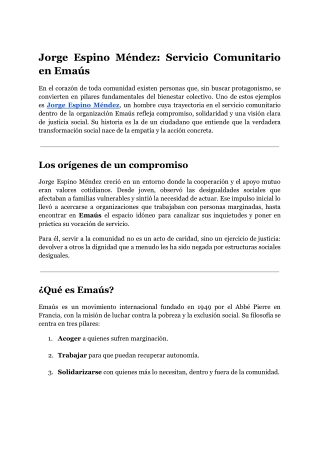 Jorge Espino Méndez_ Servicio Comunitario en Emaús